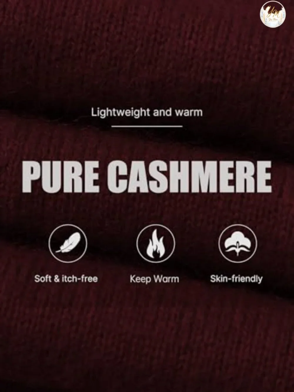 100% Pure Cashmere Pullover Sweater Seamless Knit Crew Neck Long Sleeve